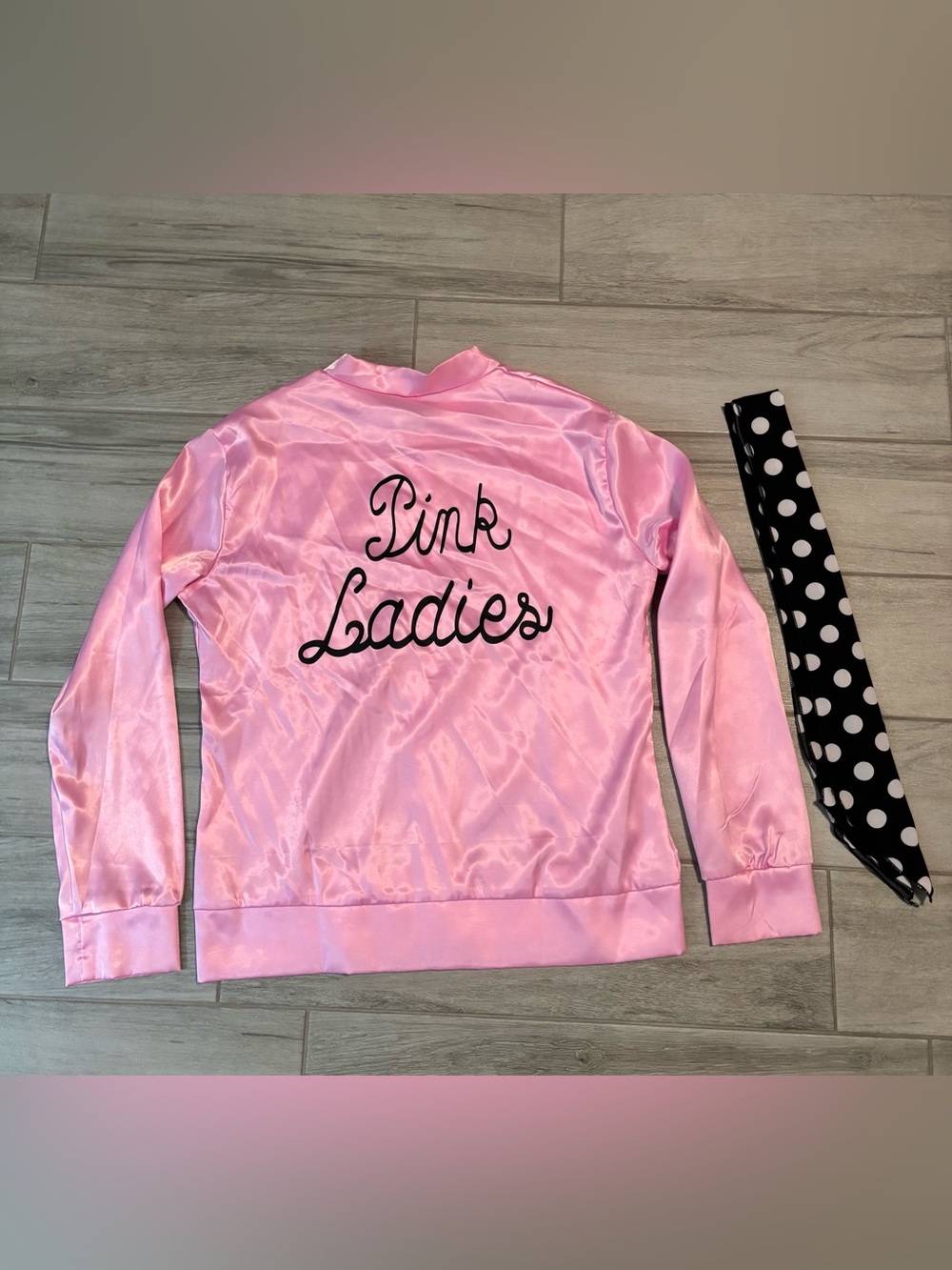 Pink Ladies Zipper Costume Jacket with Scarf